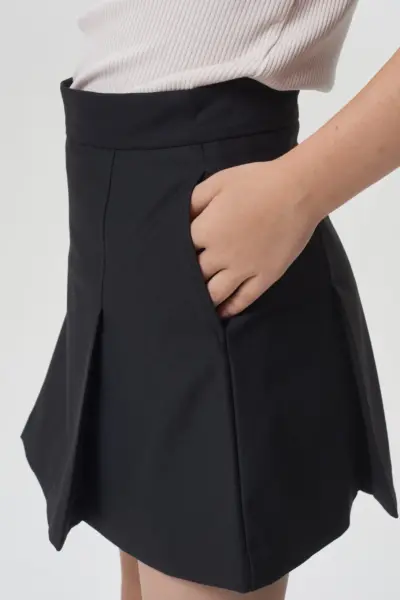 Юбка с застроченными складками, черная — изображение 4