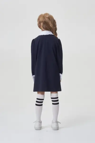 Платье с жабо, синее — изображение 5