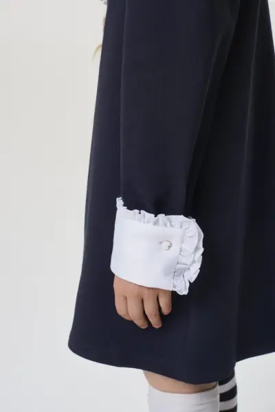 Платье с жабо, синее — изображение 6