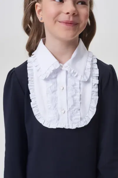 Платье с жабо, синее — изображение 7