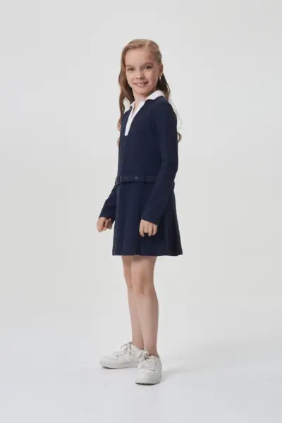 Платье из пике, синее — изображение 3