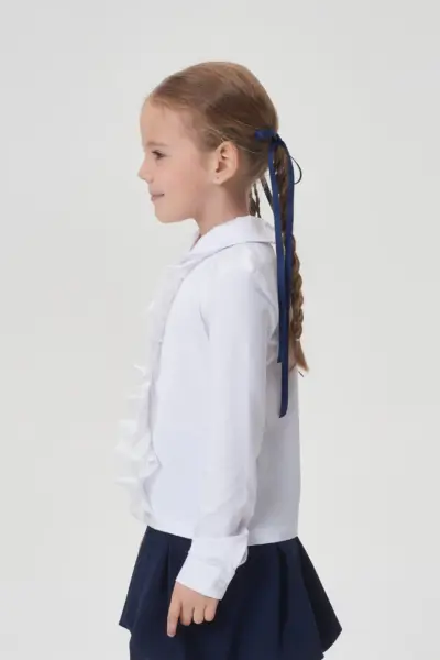 Блузка нарядная комбинированная, белая — изображение 3