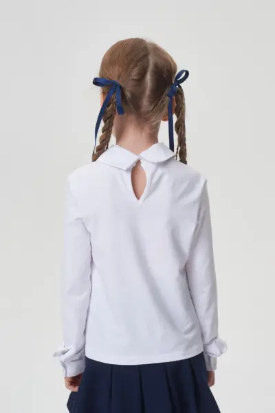 Блузка нарядная комбинированная, белая — изображение 4