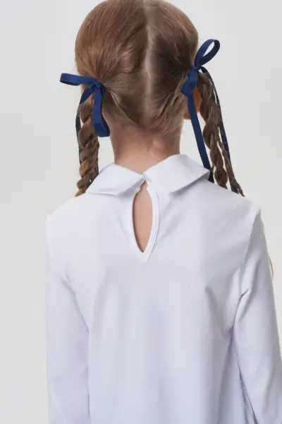 Блузка нарядная комбинированная, белая — изображение 6