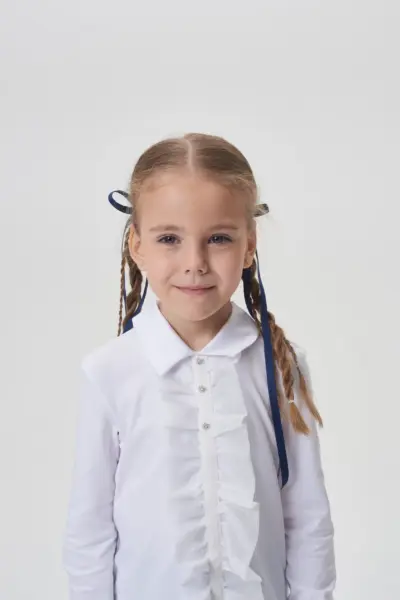 Блузка нарядная комбинированная, белая — изображение 5