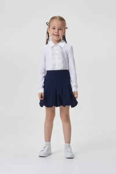 Блузка нарядная комбинированная, белая — изображение 8