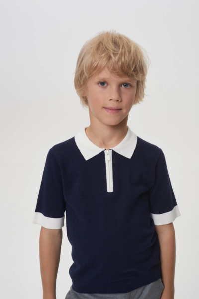 Поло вязаное на молнии, синее — изображение 5