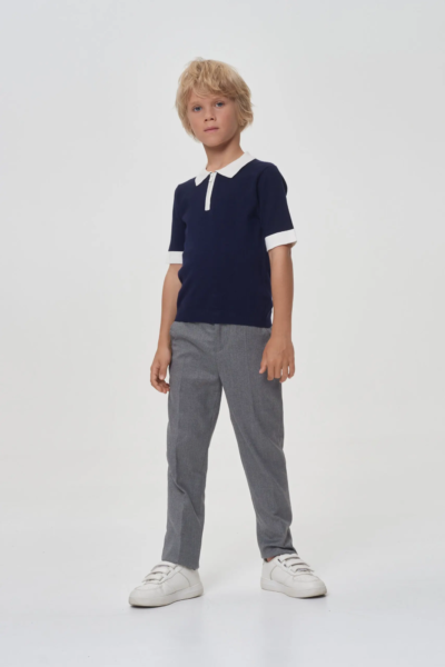 Поло вязаное на молнии, синее — изображение 4