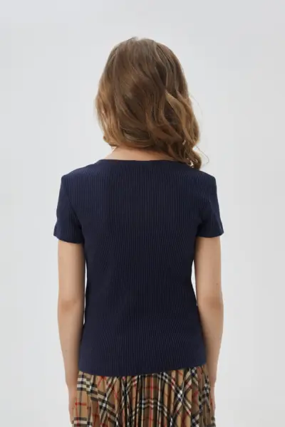 Футболка из трикотажа "лапша", синяя — изображение 3