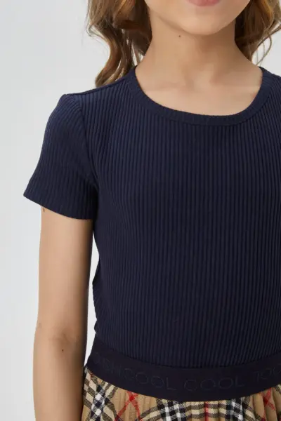 Футболка из трикотажа "лапша", синяя — изображение 5