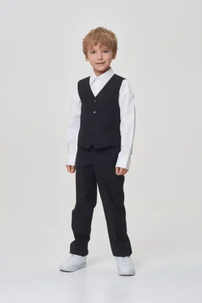 Жилет классический из костюмной ткани, черный — изображение 5