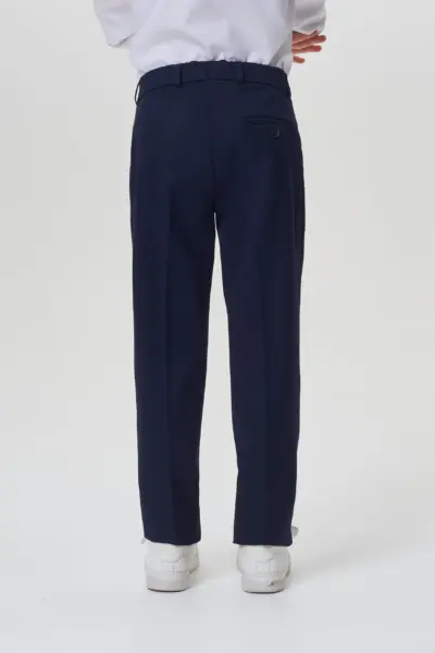 Брюки Slim из костюмной ткани, синие — изображение 4