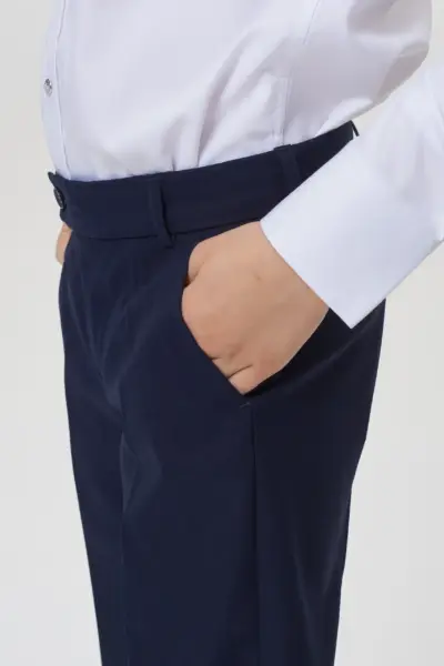 Брюки Slim из костюмной ткани, синие — изображение 6