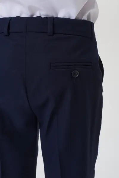 Брюки Slim из костюмной ткани, синие — изображение 7