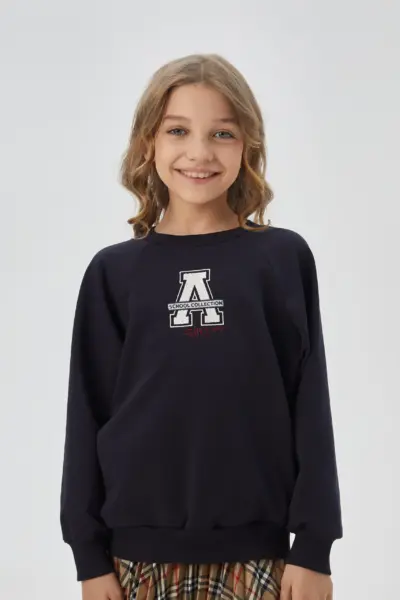 Толстовка из футера с белым воротником, синяя — изображение 5