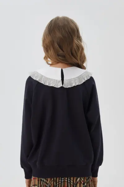 Толстовка из футера с белым воротником, синяя — изображение 4