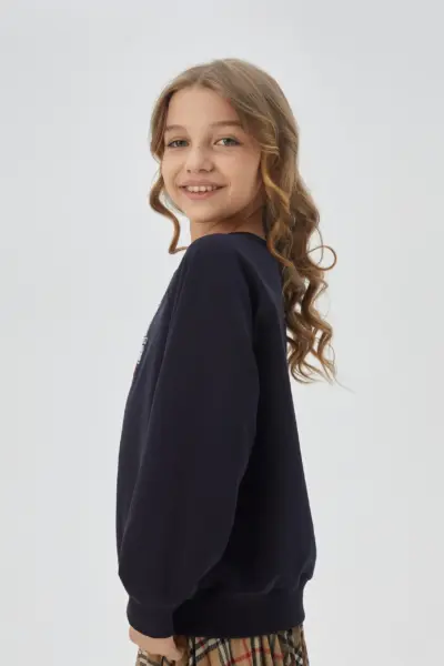 Толстовка из футера с белым воротником, синяя — изображение 6