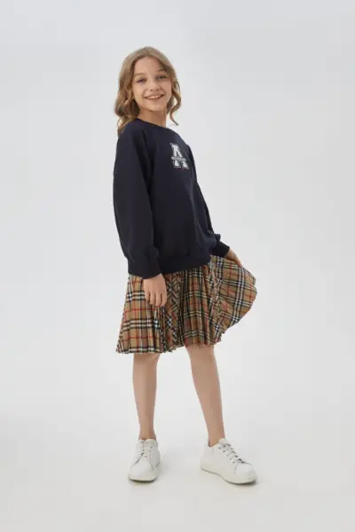 Толстовка из футера с белым воротником, синяя — изображение 8