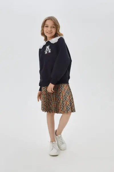 Толстовка из футера с белым воротником, синяя — изображение 7