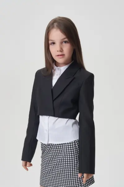 Жакет укороченный, черный — изображение 3