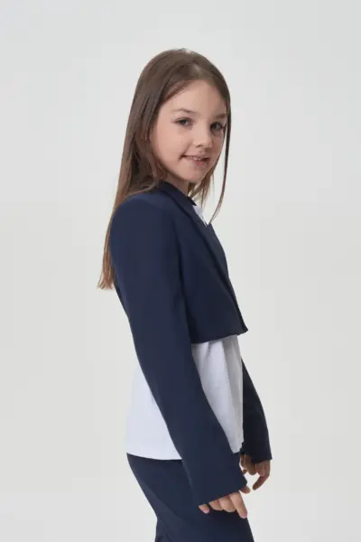 Жакет укороченный, синий — изображение 3