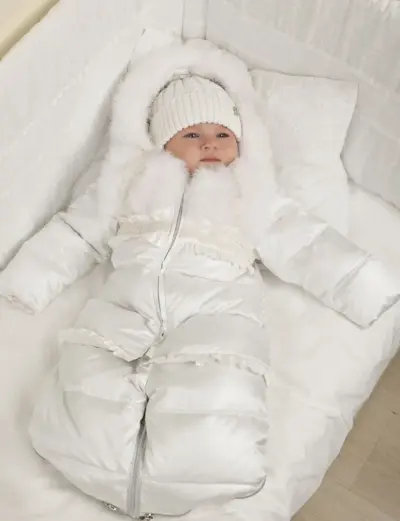 Конверт-куртка пуховый с мехом и кружевом — изображение 6