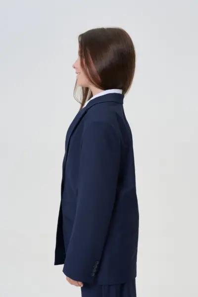 Жакет однобортный свободного кроя, синий — изображение 3