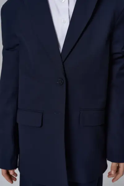 Жакет однобортный свободного кроя, синий — изображение 6