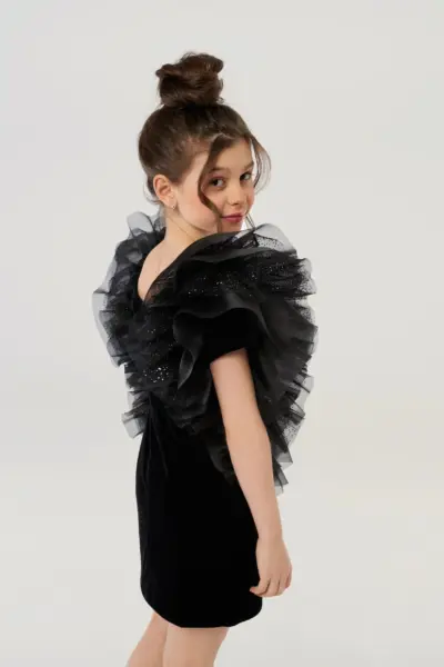 Платье нарядное бархатное с пышными воланами — изображение 12