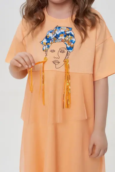 Туника трикотажная с отделкой из сетки — изображение 6