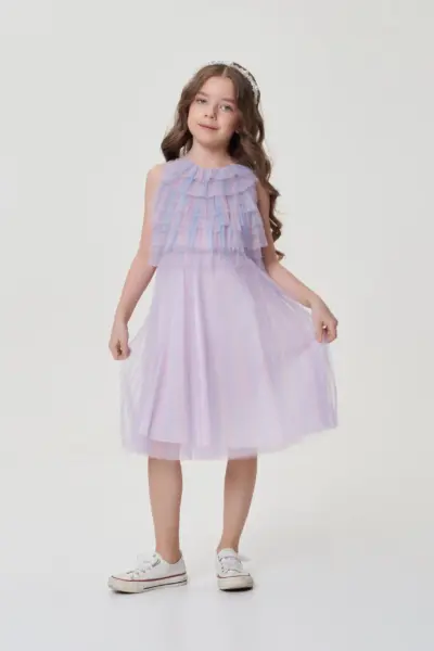 Платье нарядное из плиссированной сетки — изображение 5