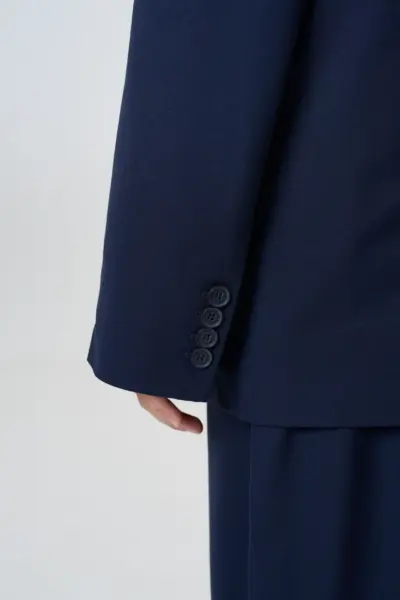 Жакет однобортный свободного кроя, синий — изображение 5