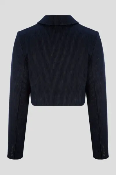 Жакет укороченный из джерси, синий — изображение 14