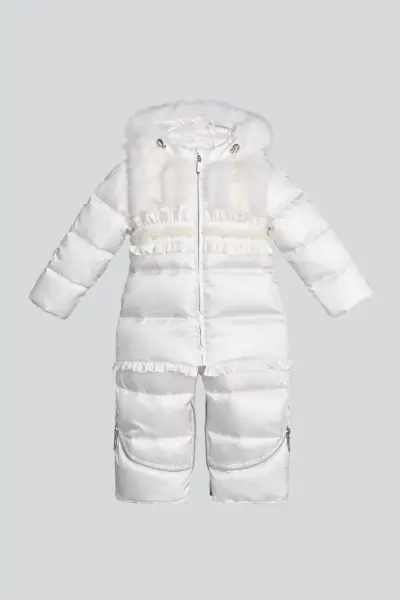 Конверт-куртка пуховый с мехом и кружевом — изображение 4