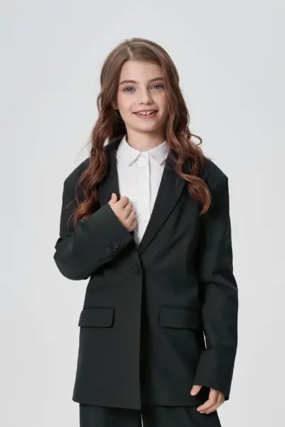 Жакет однобортный свободного кроя, черный — изображение 9