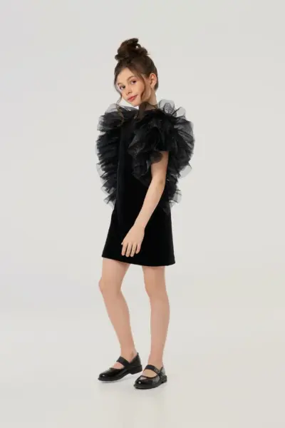 Платье нарядное бархатное с пышными воланами — изображение 8