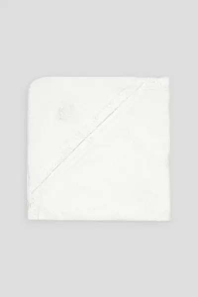 Пеленка-уголок махровая с кружевом и вышивкой