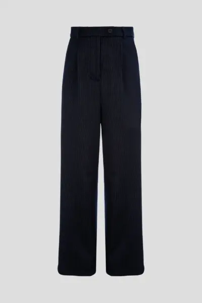 Брюки прямого кроя с высокой посадкой, синие — изображение 7