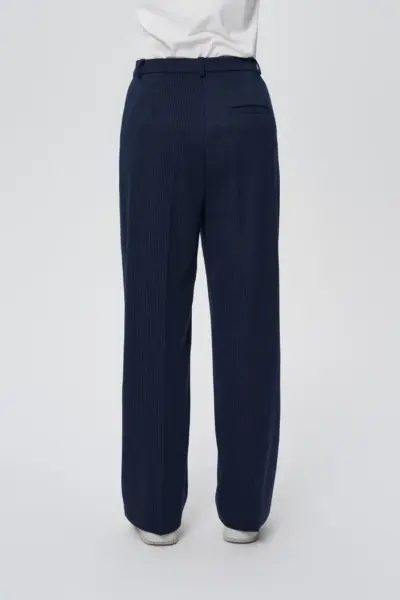 Брюки прямого кроя с высокой посадкой, синие — изображение 4