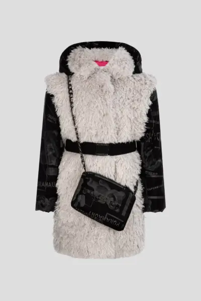 Пальто из искусственного меха с сумочкой — изображение 9