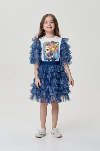 Блуза трикотажная с пышными рукавами с оборками — изображение 6