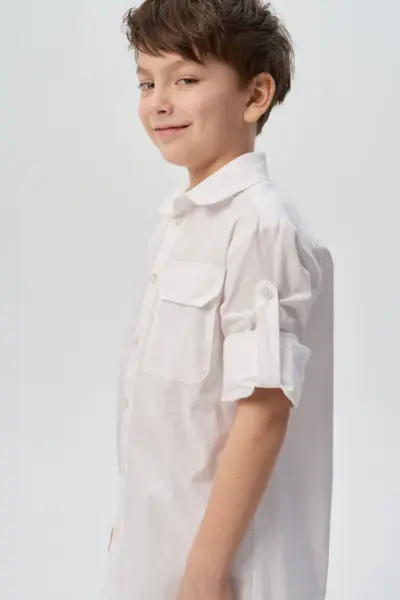 Сорочка нарядная с асимметричными полосками — изображение 9