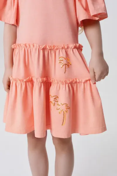 Платье из трикотажного меланжа с воланами — изображение 8