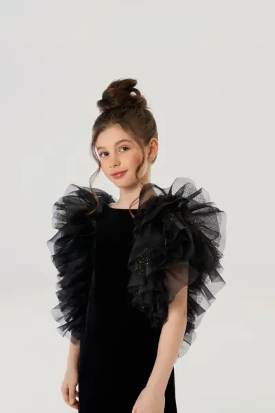 Платье нарядное бархатное с пышными воланами — изображение 9