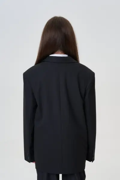Жакет однобортный свободного кроя, черный — изображение 8