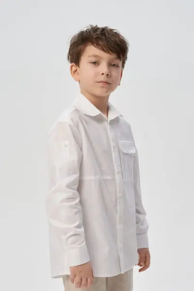 Сорочка нарядная с асимметричными полосками — изображение 3