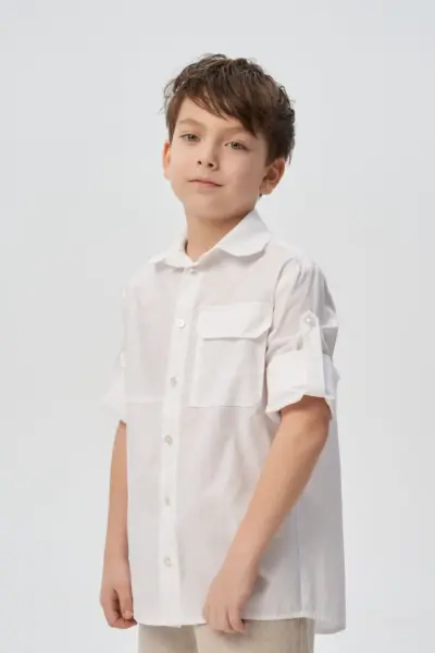 Сорочка нарядная с асимметричными полосками — изображение 8