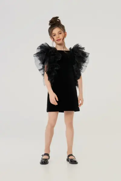 Платье нарядное бархатное с пышными воланами — изображение 4