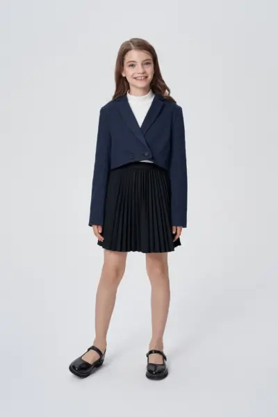 Жакет укороченный из джерси, синий — изображение 9