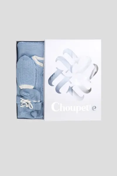 Комплект вязаный нарядный (плед, комбинезон, шапка, пинетки) — изображение 10